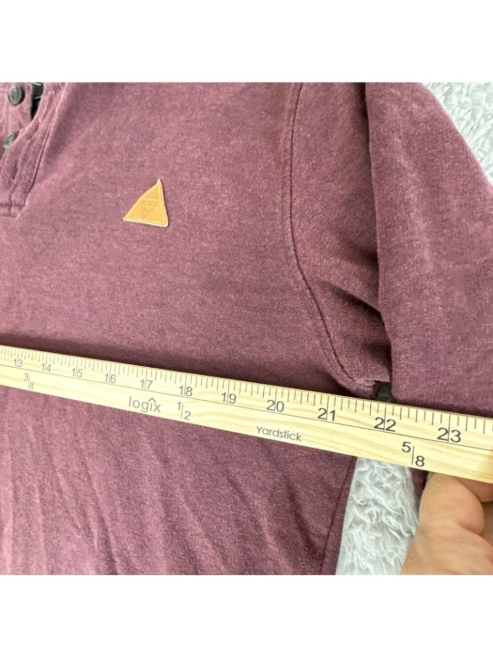 Dravus Mens L Burgundy Pullover Hoodie W/Buttons & Front Pocket Comfort Casual - Picture 5 of 11